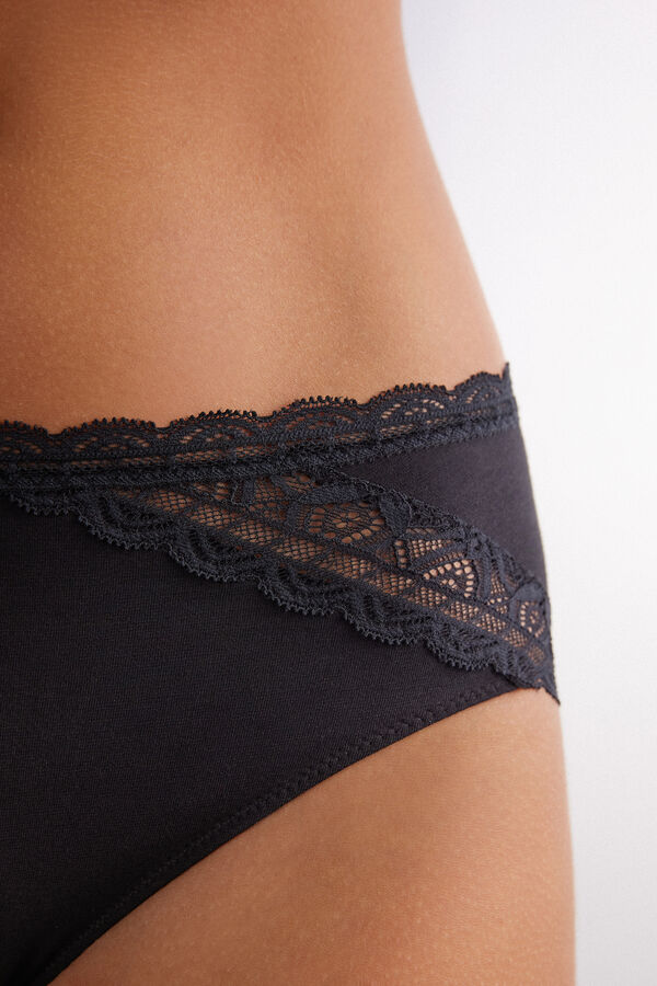 Slip Vita Semi-alta in Cotone e Pizzo