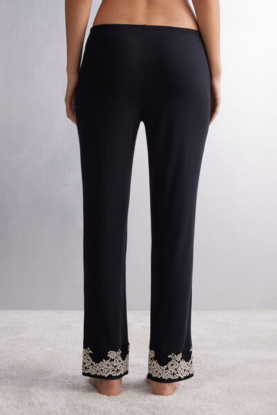 Pantalone Lungo in Modal con Balza Pretty Flowers