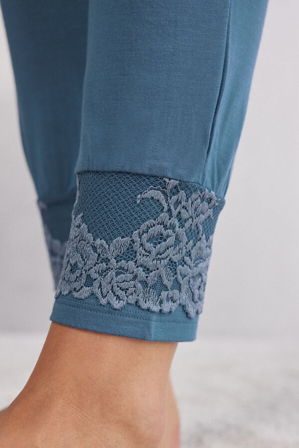 Pantalone Lungo in Modal con Polsino Pretty Flowers