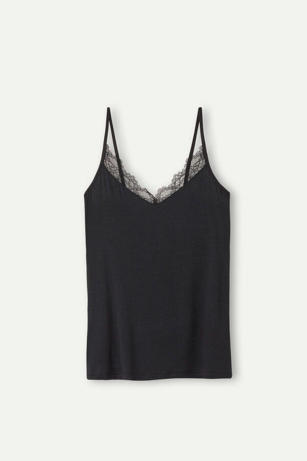 Top in Modal Ultralight con Cashmere con Pizzo