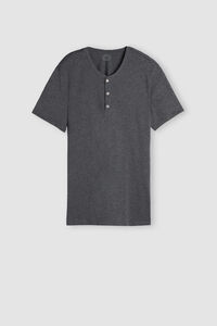 T-shirt a Serafino in Cotone Superior