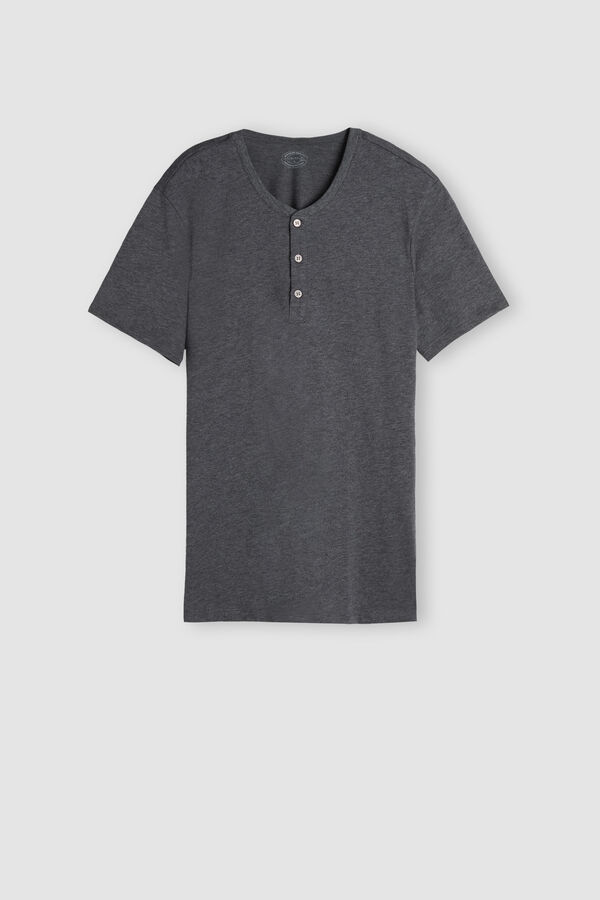 T-shirt a Serafino in Cotone Superior