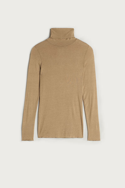 Maglia in Modal Ultralight con Cashmere Collo Alto