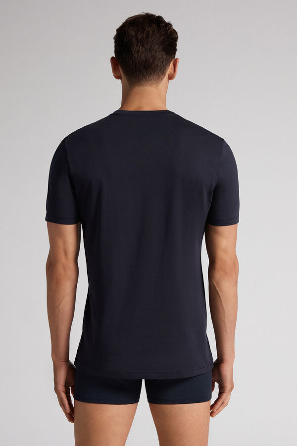 T-shirt a Serafino in Cotone Superior