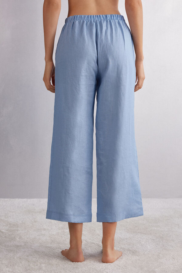 Pantalone Lungo con Coulisse in Tela di Lino