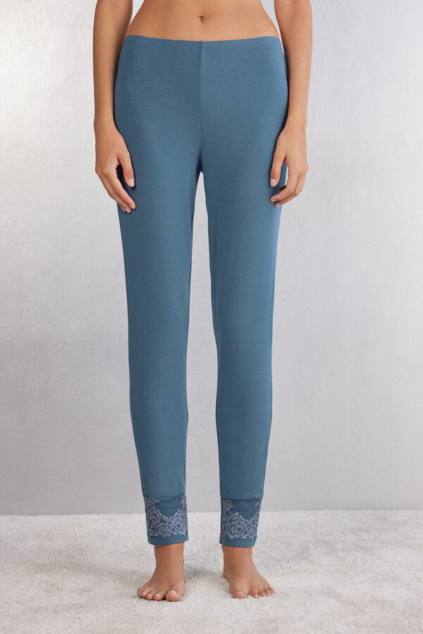 Pantalone Lungo in Modal con Polsino Pretty Flowers