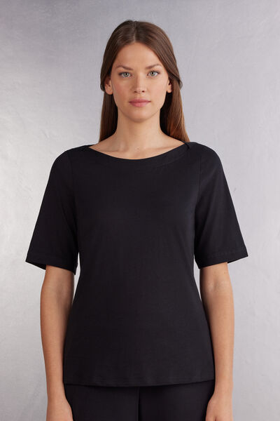Maglia Manica Corta Scollo a Barchetta in Cotone Ultrafresh