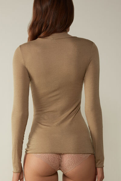 Maglia in Modal Ultralight con Cashmere Collo Alto