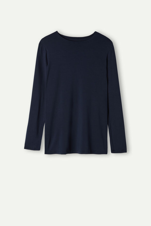 Maglia Manica Lunga Scollo a Girocollo in Micromodal