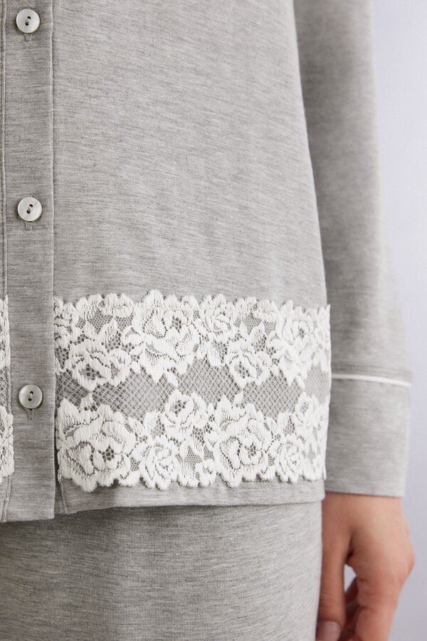 Maglia Aperta Davanti in Modal Pretty Flowers