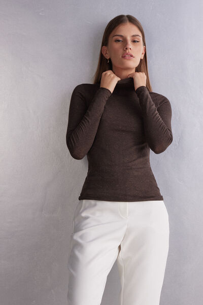 Maglia Collo Alto in Modal Light con Cashmere Lam&egrave;