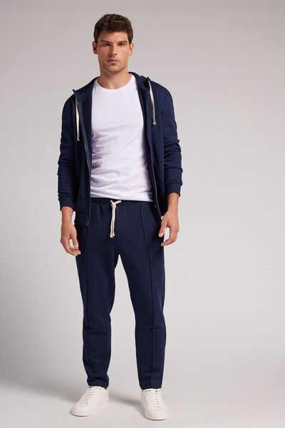 Pantalone Lungo in Felpa di Cotone con Nervatura
