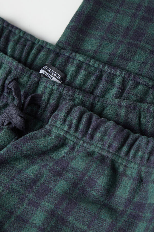 Pantalone Lungo Tricot Fantasia Tartan Verde