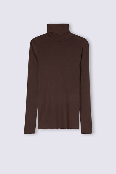 Maglia in Modal Ultralight con Cashmere Collo Alto