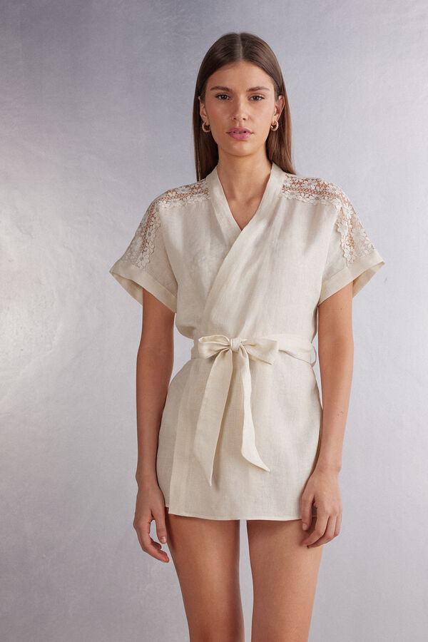Kimono in Lino e Pizzo Romance Yourself