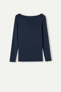 Maglia Manica Lunga Scollo a Barchetta in Micromodal