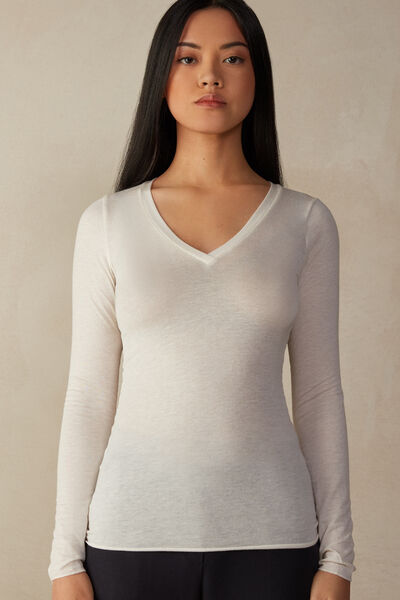 Maglia Scollo a V in Modal Ultralight con Cashmere