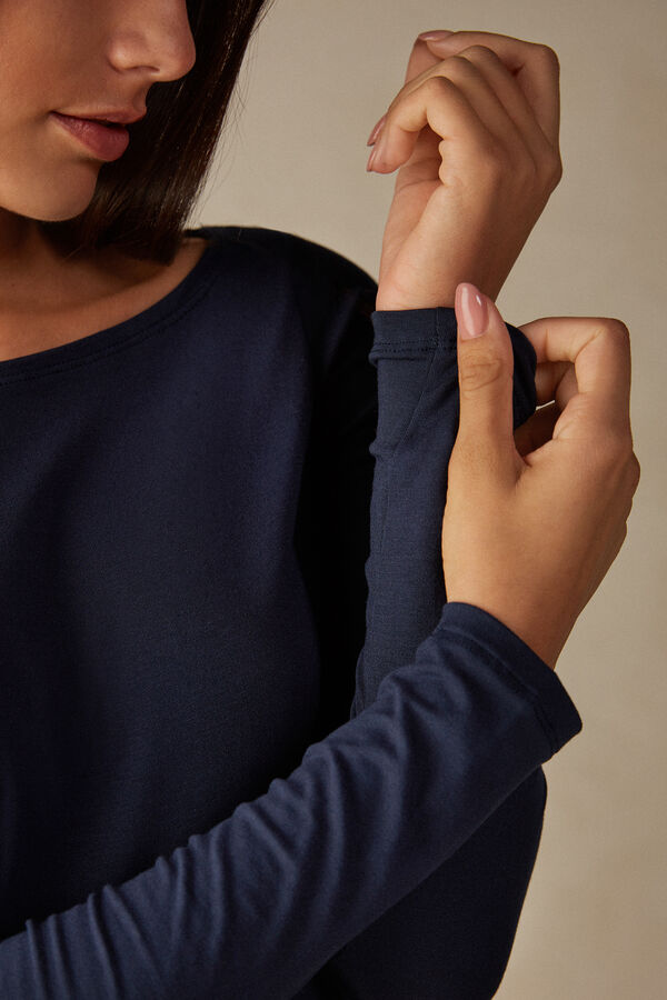 Maglia Manica Lunga Scollo a Barchetta in Micromodal