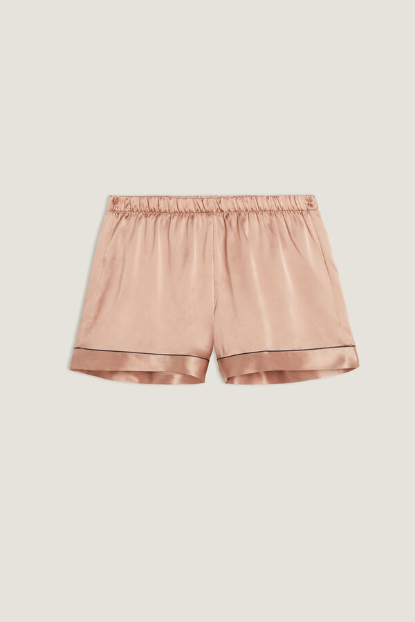 Pantaloncino in Seta con Profili a Contrasto