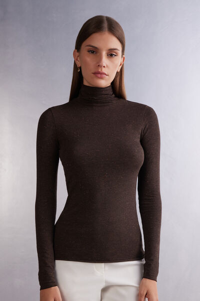 Maglia Collo Alto in Modal Light con Cashmere Lam&egrave;