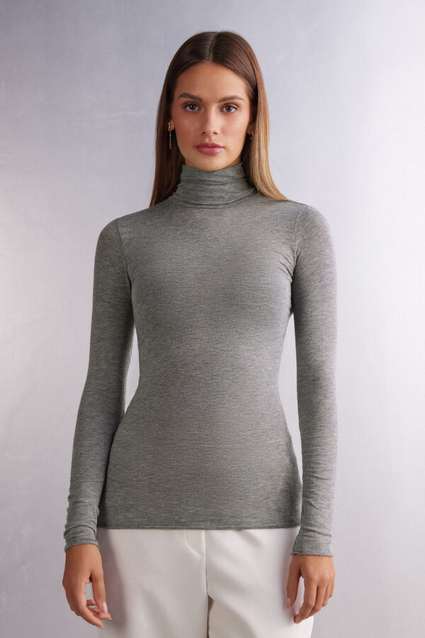 Maglia in Modal Ultralight con Cashmere Collo Alto