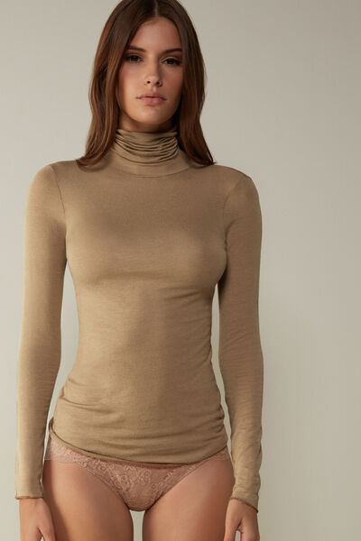 Maglia in Modal Ultralight con Cashmere Collo Alto