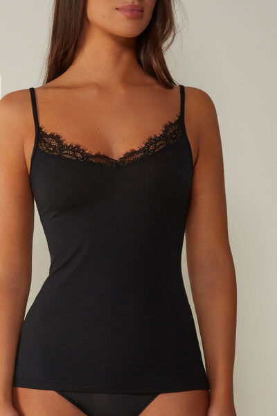 Top in Modal Ultralight con Cashmere con Pizzo