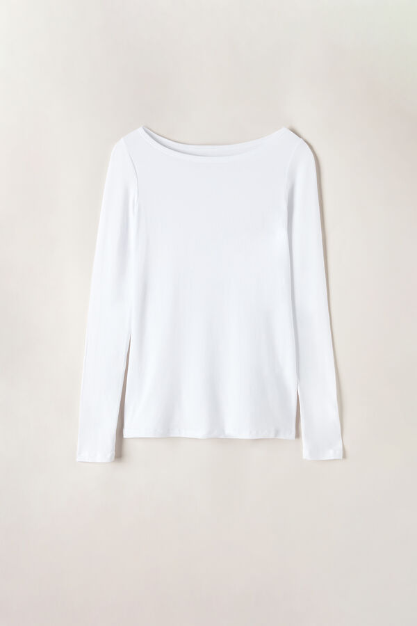 Maglia Manica Lunga Scollo a Barchetta in Micromodal