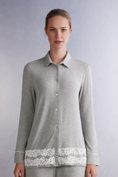 Maglia Aperta Davanti in Modal Pretty Flowers