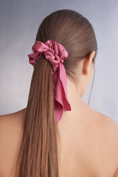 Scrunchie Elastico per Capelli in Seta con Fiocco