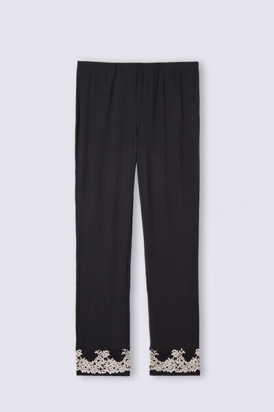 Pantalone Lungo in Modal con Balza Pretty Flowers