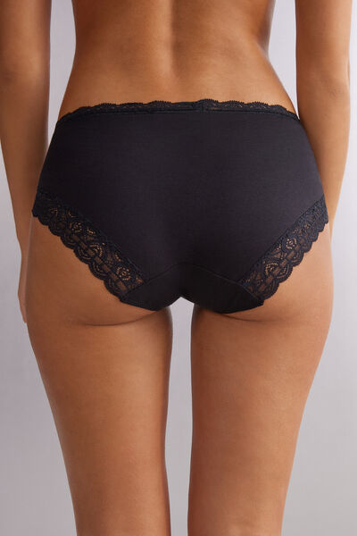 Slip Vita Semi-alta in Cotone e Pizzo