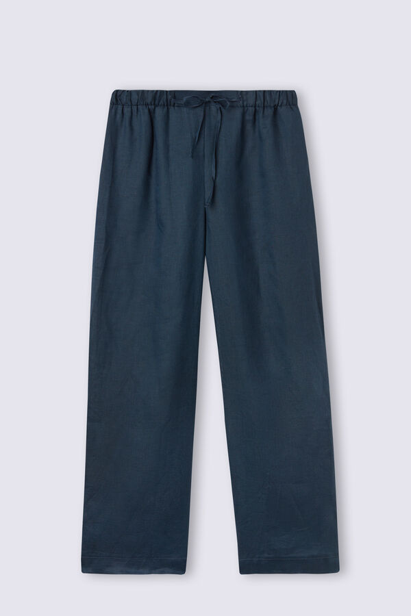Pantalone Lungo con Coulisse in Tela di Lino