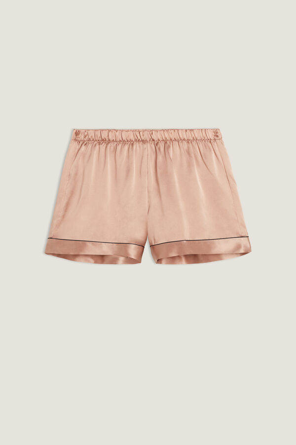 Pantaloncino in Seta con Profili a Contrasto