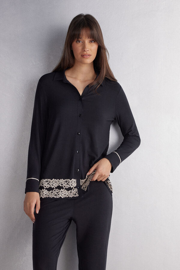 Maglia Aperta Davanti in Modal Pretty Flowers