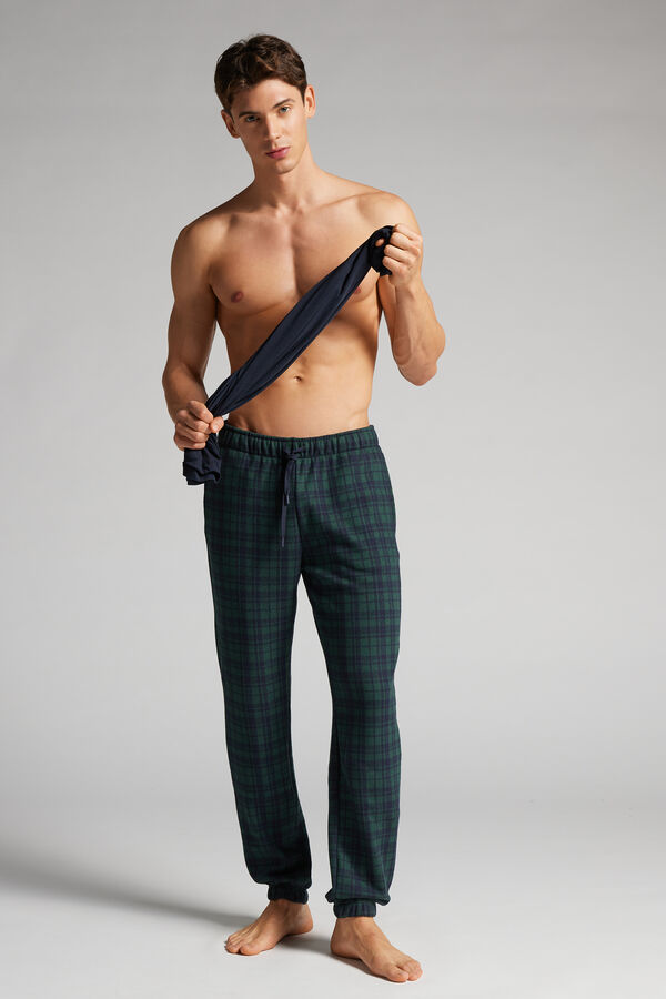 Pantalone Lungo Tricot Fantasia Tartan Verde