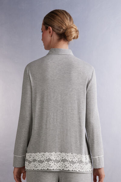 Maglia Aperta Davanti in Modal Pretty Flowers